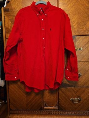 Ralph Lauren Blake Long Sleeve Thin Wale Cord Size XLRed Button-Down Men's Shirt